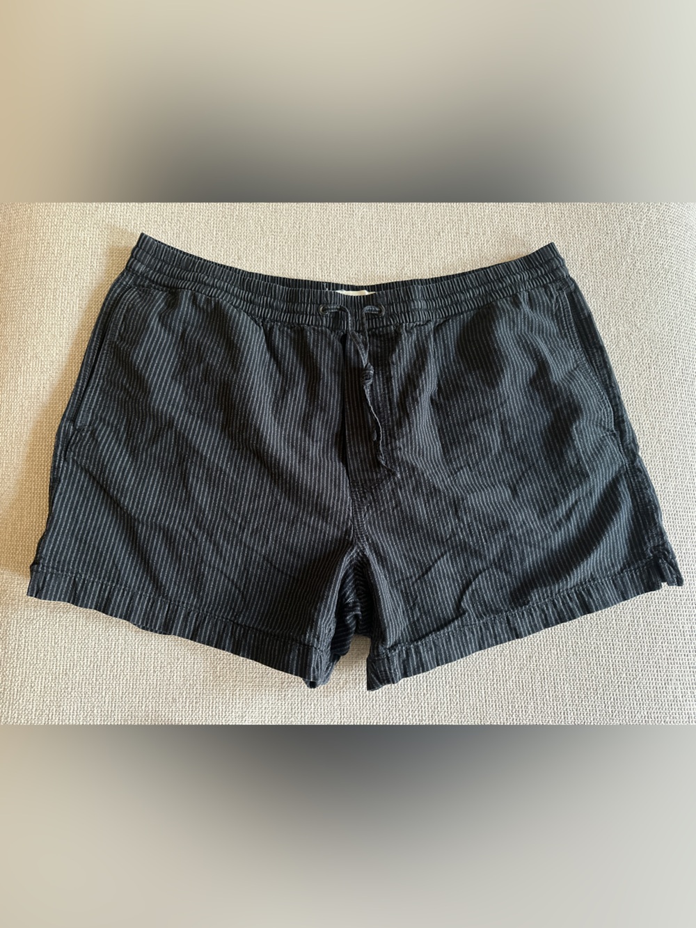 Madewell Black Pinstripe Drawstring Shorts XL